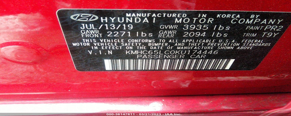 KMHC65LC0KU174446 2019 HYUNDAI IONIQ HYBRID photo no. 9