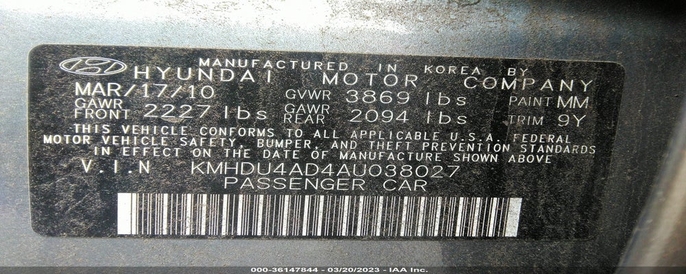 KMHDU4AD4AU038027 2010 HYUNDAI ELANTRA photo no. 9