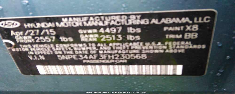 5NPE34AF3FH230568 2015 HYUNDAI SONATA photo no. 9