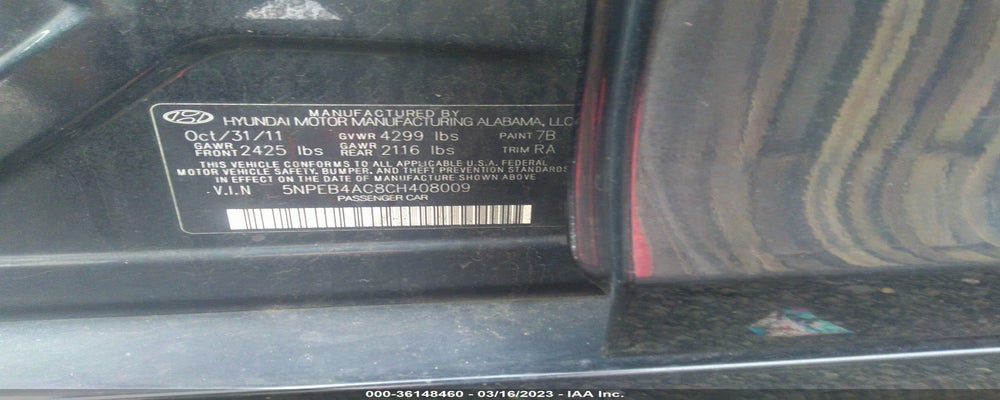 5NPEB4AC8CH408009 2012 HYUNDAI SONATA photo no. 9