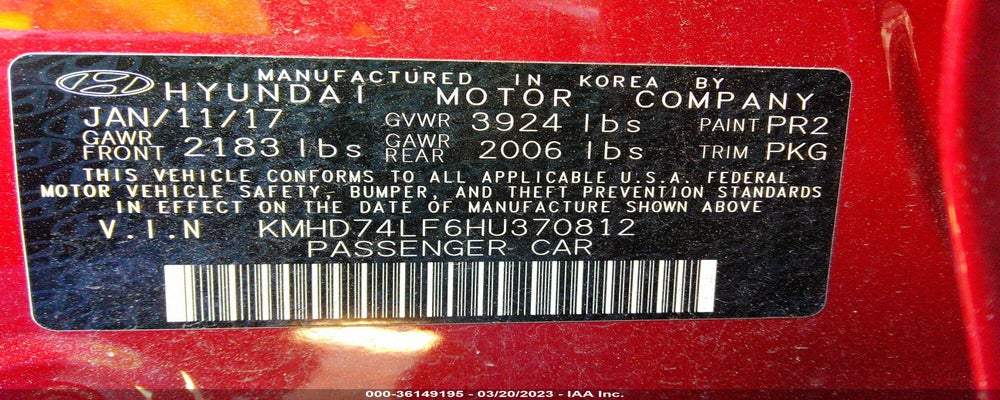 KMHD74LF6HU370812 2017 HYUNDAI ELANTRA photo no. 9