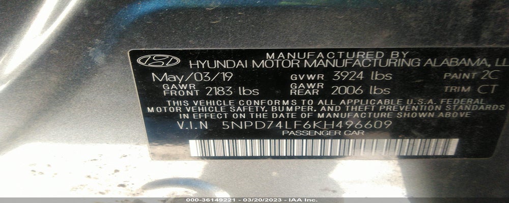 5NPD74LF6KH496609 2019 HYUNDAI ELANTRA photo no. 9