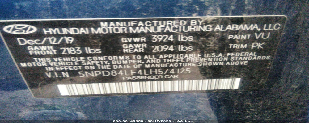 5NPD84LF4LH574125 2020 HYUNDAI ELANTRA photo no. 9