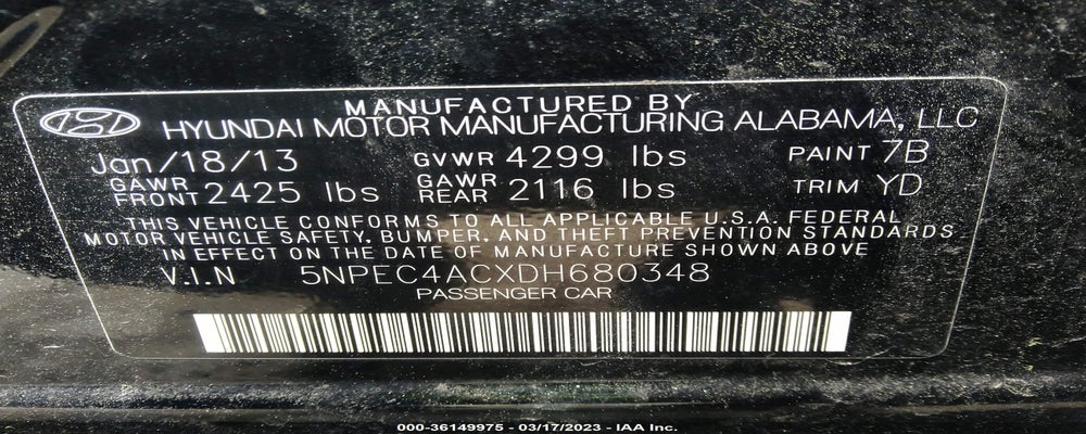 5NPEC4ACXDH680348 2013 HYUNDAI SONATA photo no. 9