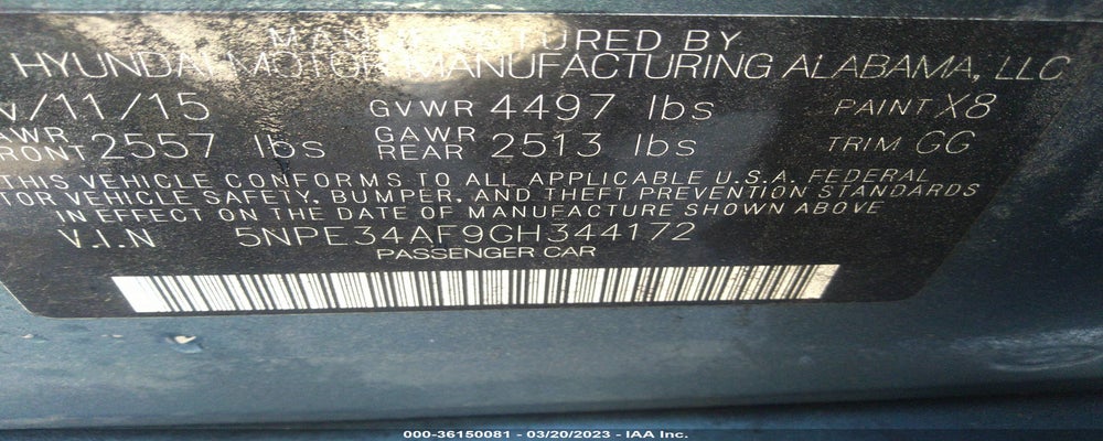 5NPE34AF9GH344172 2016 HYUNDAI SONATA photo no. 9