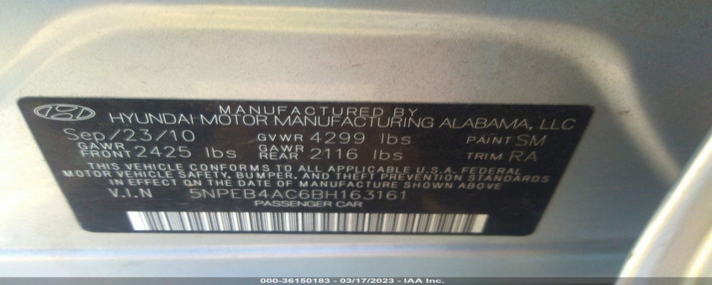 5NPEB4AC6BH163161 2011 HYUNDAI SONATA photo no. 9