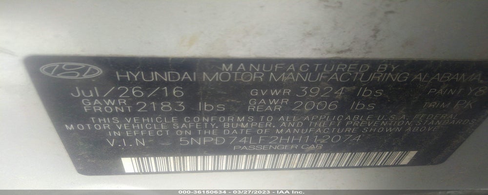 5NPD74LF2HH112074 2017 HYUNDAI ELANTRA photo no. 9