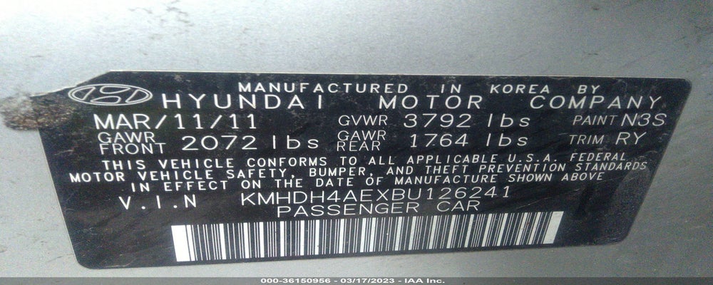 KMHDH4AEXBU126241 2011 HYUNDAI ELANTRA photo no. 9