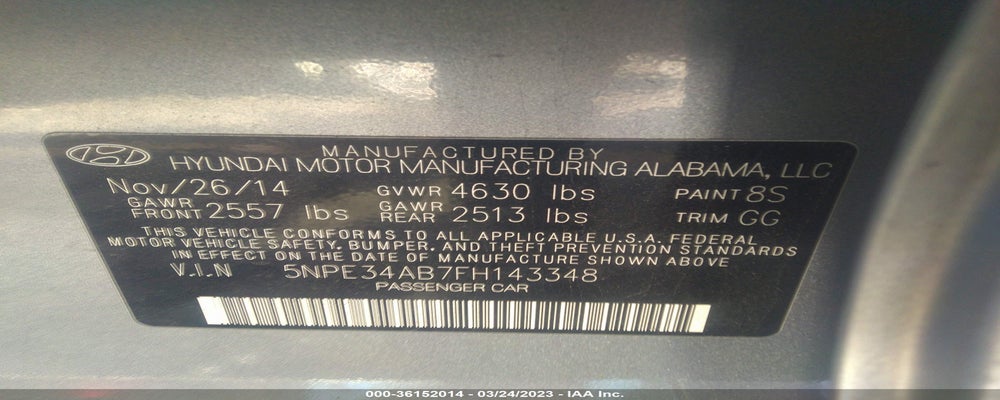 5NPE34AB7FH143348 2015 HYUNDAI SONATA photo no. 9