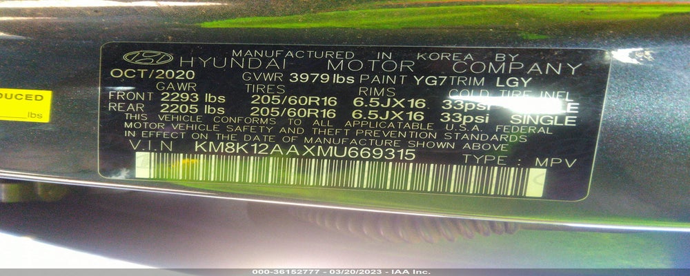 KM8K12AAXMU669315 2021 HYUNDAI KONA photo no. 9