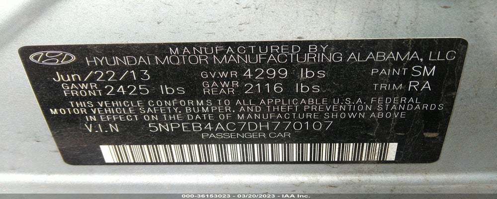 5NPEB4AC7DH770107 2013 HYUNDAI SONATA photo no. 9