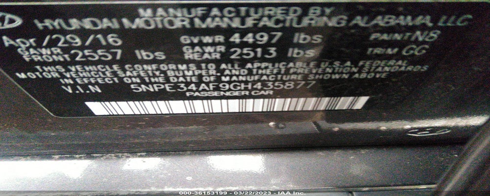 5NPE34AF9GH435877 2016 HYUNDAI SONATA photo no. 9