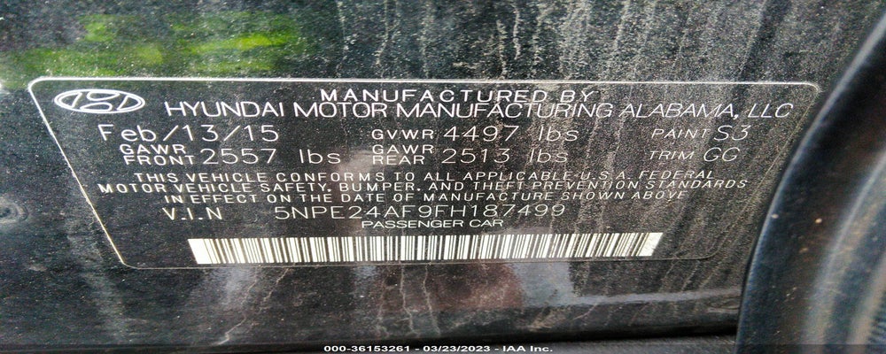 5NPE24AF9FH187499 2015 HYUNDAI SONATA photo no. 9