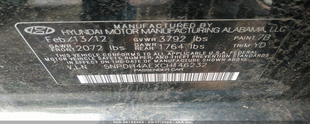 5NPDH4AEXCH146232 2012 HYUNDAI ELANTRA photo no. 9