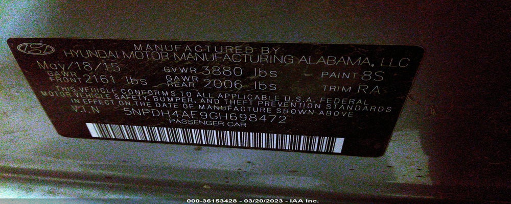 5NPDH4AE9GH698472 2016 HYUNDAI ELANTRA photo no. 9