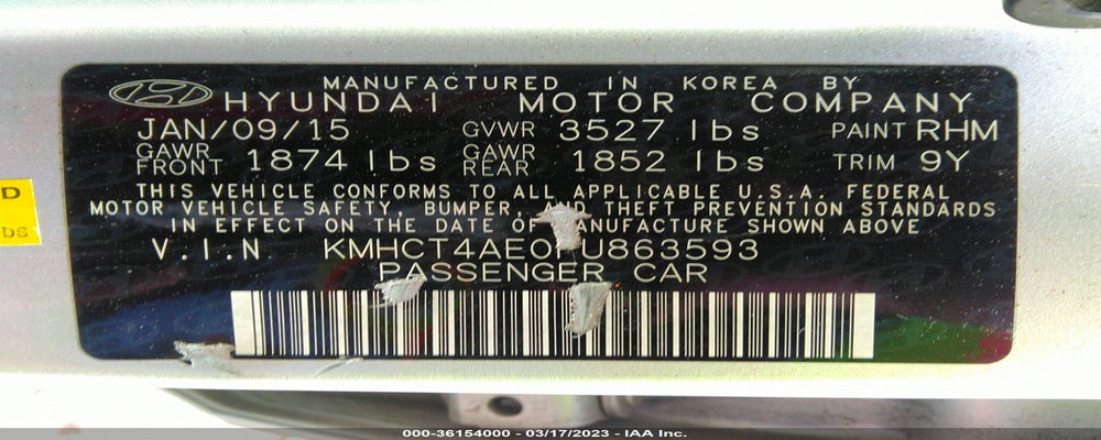 KMHCT4AE0FU863593 2015 HYUNDAI ACCENT photo no. 9
