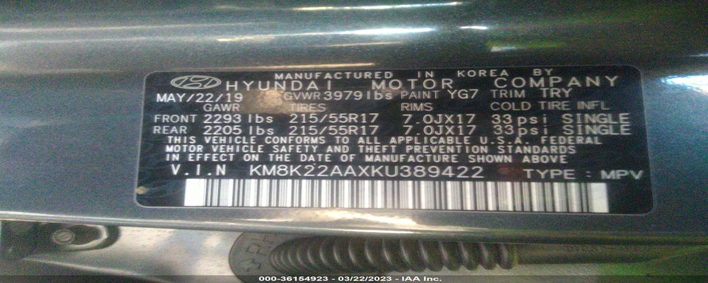 KM8K22AAXKU389422 2019 HYUNDAI KONA photo no. 9