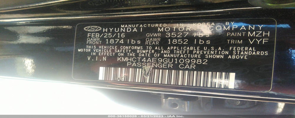 KMHCT4AE9GU109982 2016 HYUNDAI ACCENT photo no. 9