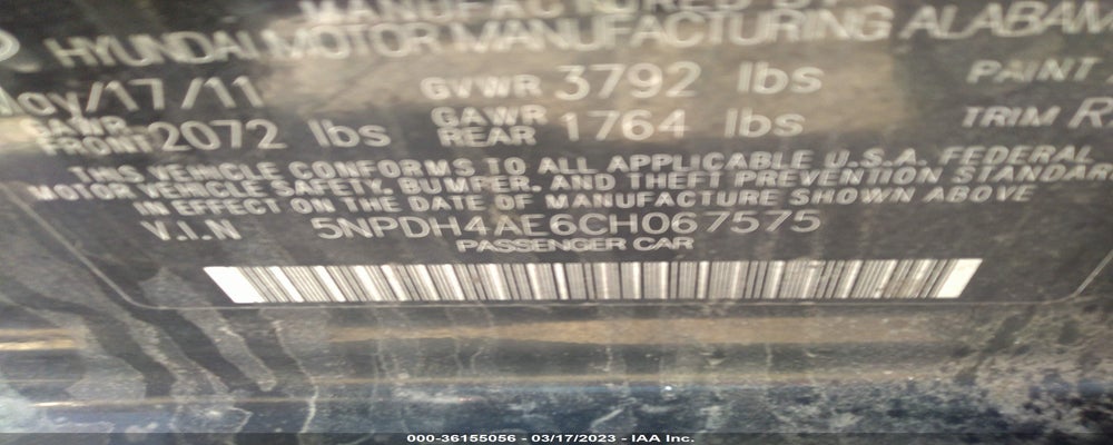 5NPDH4AE6CH067575 2012 HYUNDAI ELANTRA photo no. 9