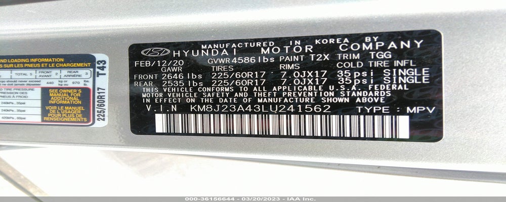 KM8J23A43LU241562 2020 HYUNDAI TUCSON photo no. 9