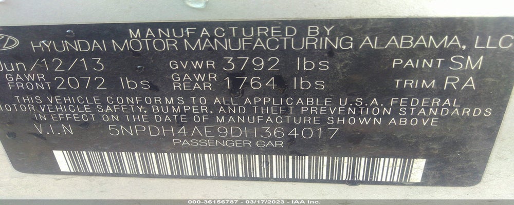 5NPDH4AE9DH364017 2013 HYUNDAI ELANTRA photo no. 9