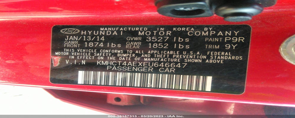 KMHCT4AEXEU646647 2014 HYUNDAI ACCENT photo no. 9