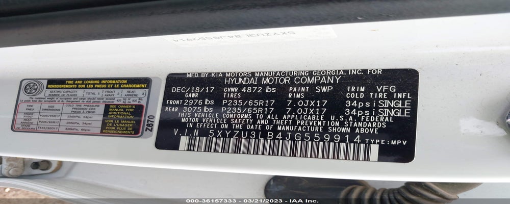 5XYZU3LB4JG559914 2018 HYUNDAI SANTA FE SPORT photo no. 9
