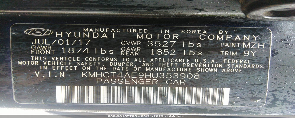 KMHCT4AE9HU353908 2017 HYUNDAI ACCENT photo no. 9