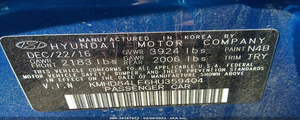 KMHD84LF6HU359404 2017 HYUNDAI ELANTRA photo no. 9