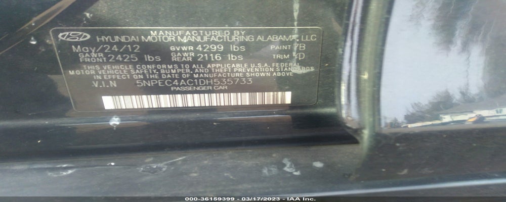 5NPEC4AC1DH535733 2013 HYUNDAI SONATA photo no. 9