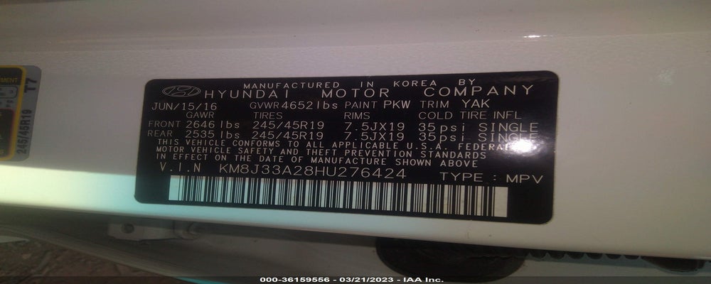 KM8J33A28HU276424 2017 HYUNDAI TUCSON photo no. 9