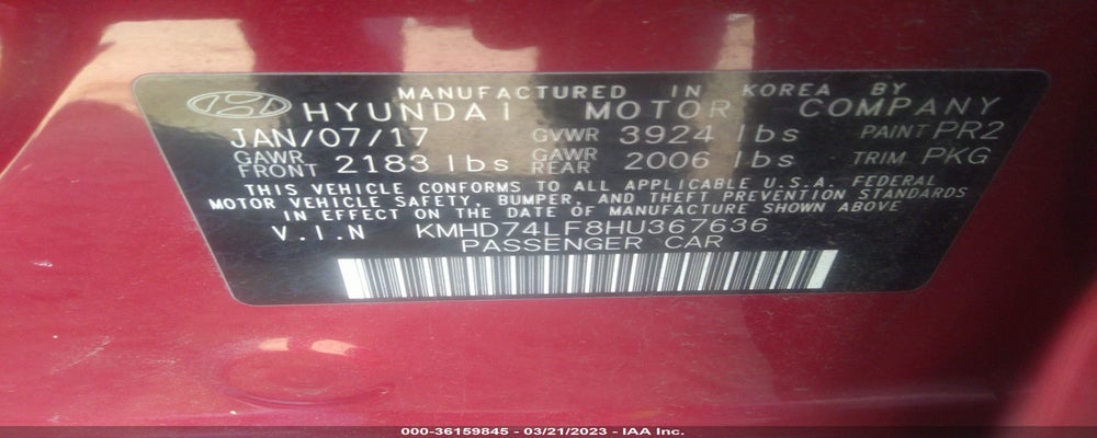 KMHD74LF8HU367636 2017 HYUNDAI ELANTRA photo no. 9
