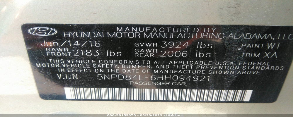 5NPD84LF6HH094921 2017 HYUNDAI ELANTRA photo no. 9
