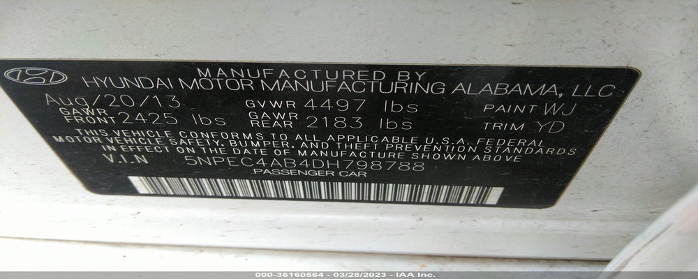 5NPEC4AB4DH798788 2013 HYUNDAI SONATA photo no. 9