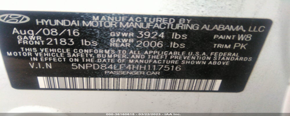 5NPD84LF4HH117516 2017 HYUNDAI ELANTRA photo no. 9