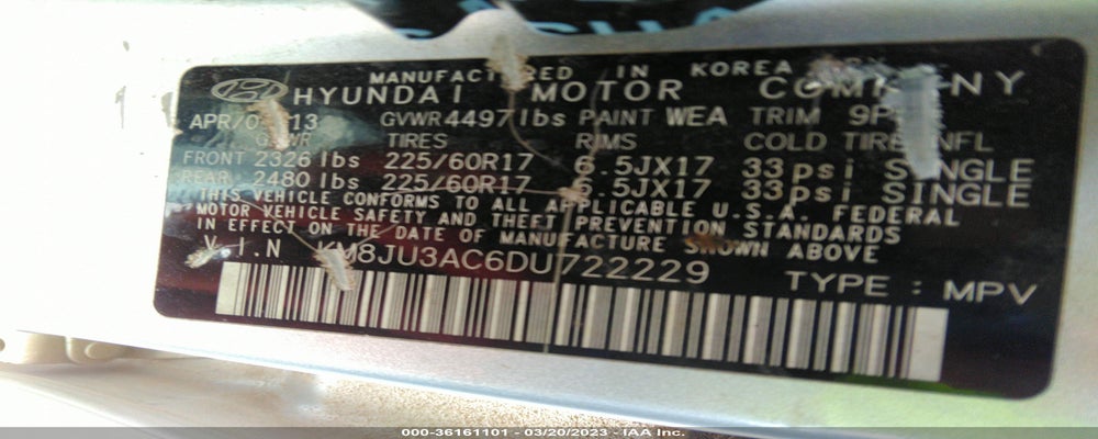 KM8JU3AC6DU722229 2013 HYUNDAI TUCSON photo no. 9