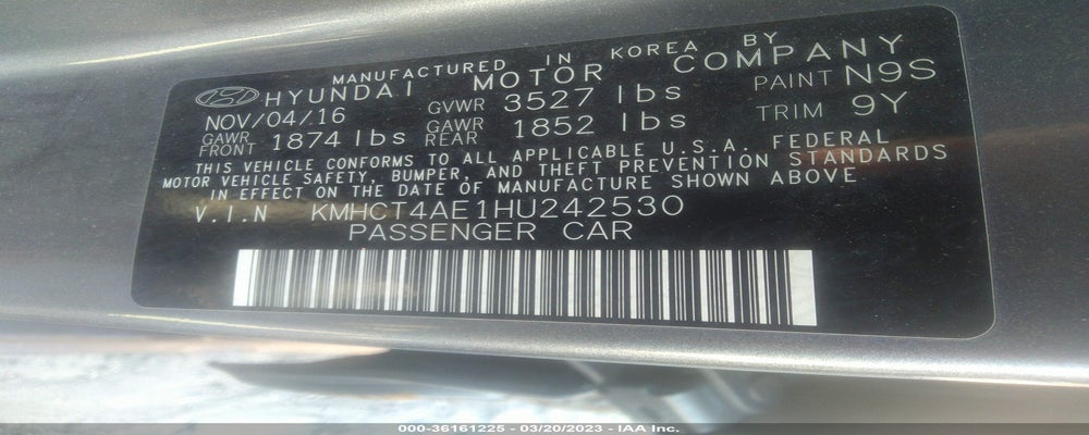 KMHCT4AE1HU242530 2017 HYUNDAI ACCENT photo no. 9