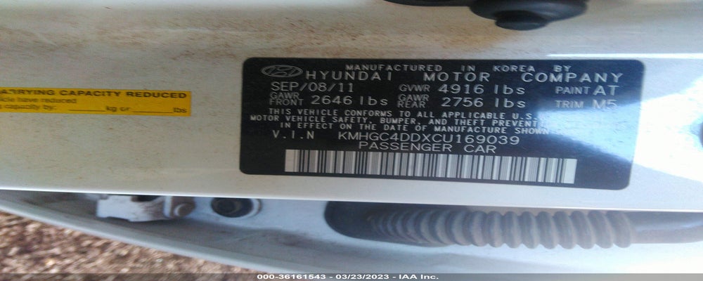 KMHGC4DDXCU169039 2012 HYUNDAI GENESIS photo no. 9