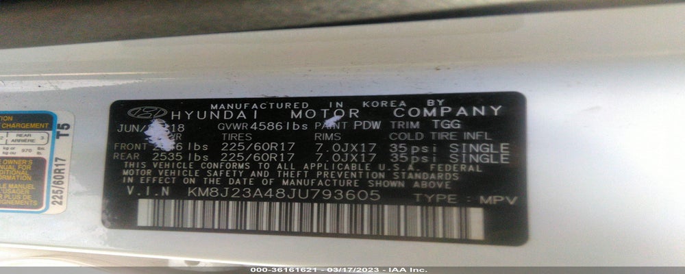 KM8J23A48JU793605 2018 HYUNDAI TUCSON photo no. 9