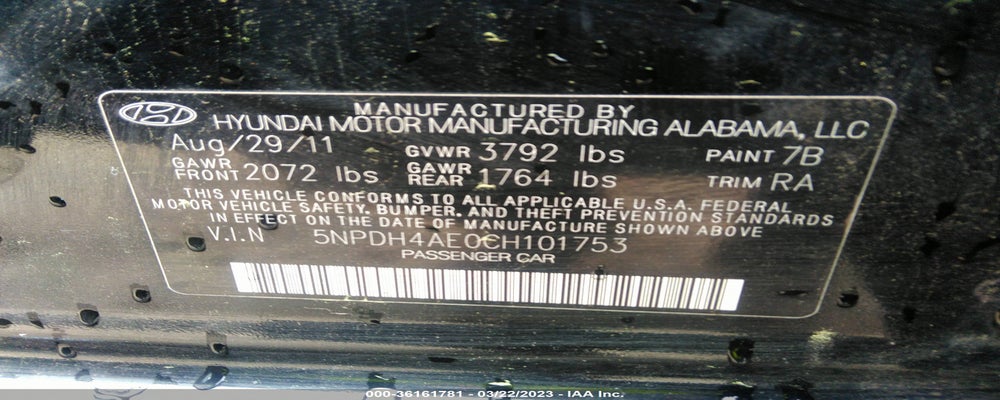 5NPDH4AE0CH101753 2012 HYUNDAI ELANTRA photo no. 9