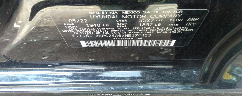 3KPC24A6XNE174433 2022 HYUNDAI ACCENT photo no. 9