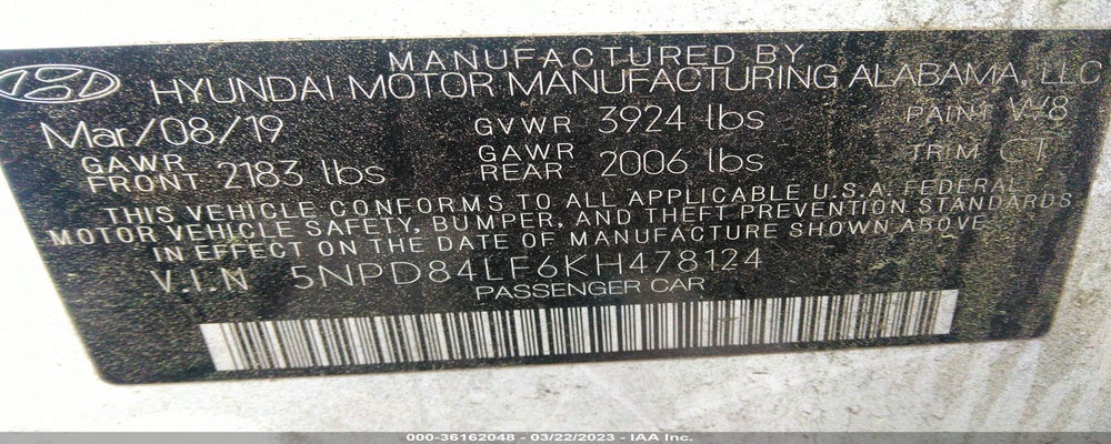 5NPD84LF6KH478124 2019 HYUNDAI ELANTRA photo no. 9