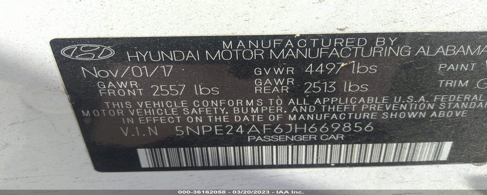5NPE24AF6JH669856 2018 HYUNDAI SONATA photo no. 9