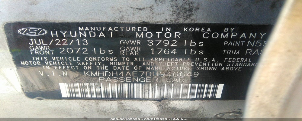 KMHDH4AE7DU946649 2013 HYUNDAI ELANTRA photo no. 9