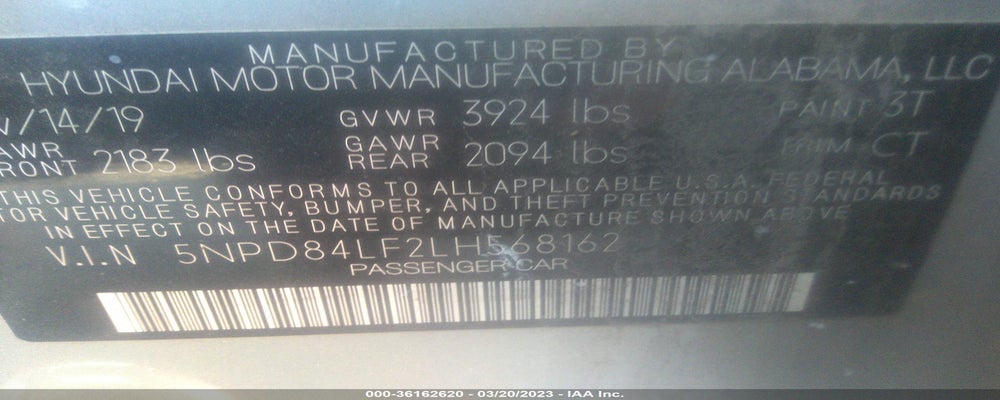 5NPD84LF2LH568162 2020 HYUNDAI ELANTRA photo no. 9