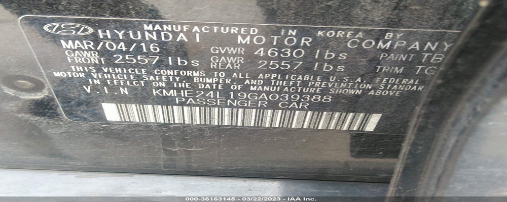KMHE24L19GA039388 2016 HYUNDAI SONATA HYBRID photo no. 9