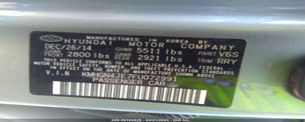 KMHGN4JE7FU072991 2015 HYUNDAI GENESIS photo no. 9