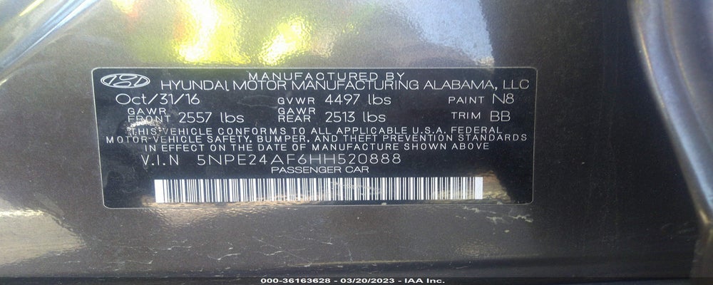 5NPE24AF6HH520888 2017 HYUNDAI SONATA photo no. 9