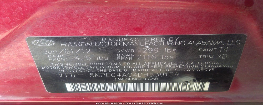 5NPEC4AC4DH539159 2013 HYUNDAI SONATA photo no. 9