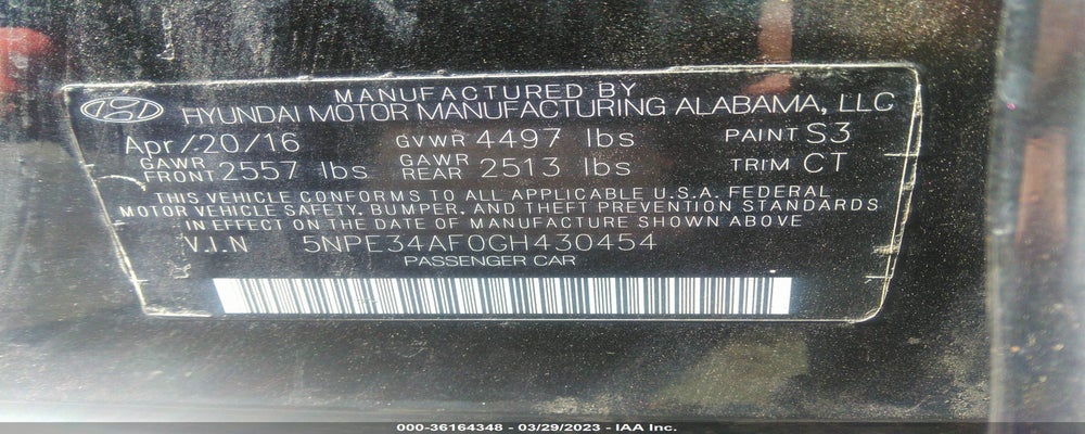5NPE34AF0GH430454 2016 HYUNDAI SONATA photo no. 9